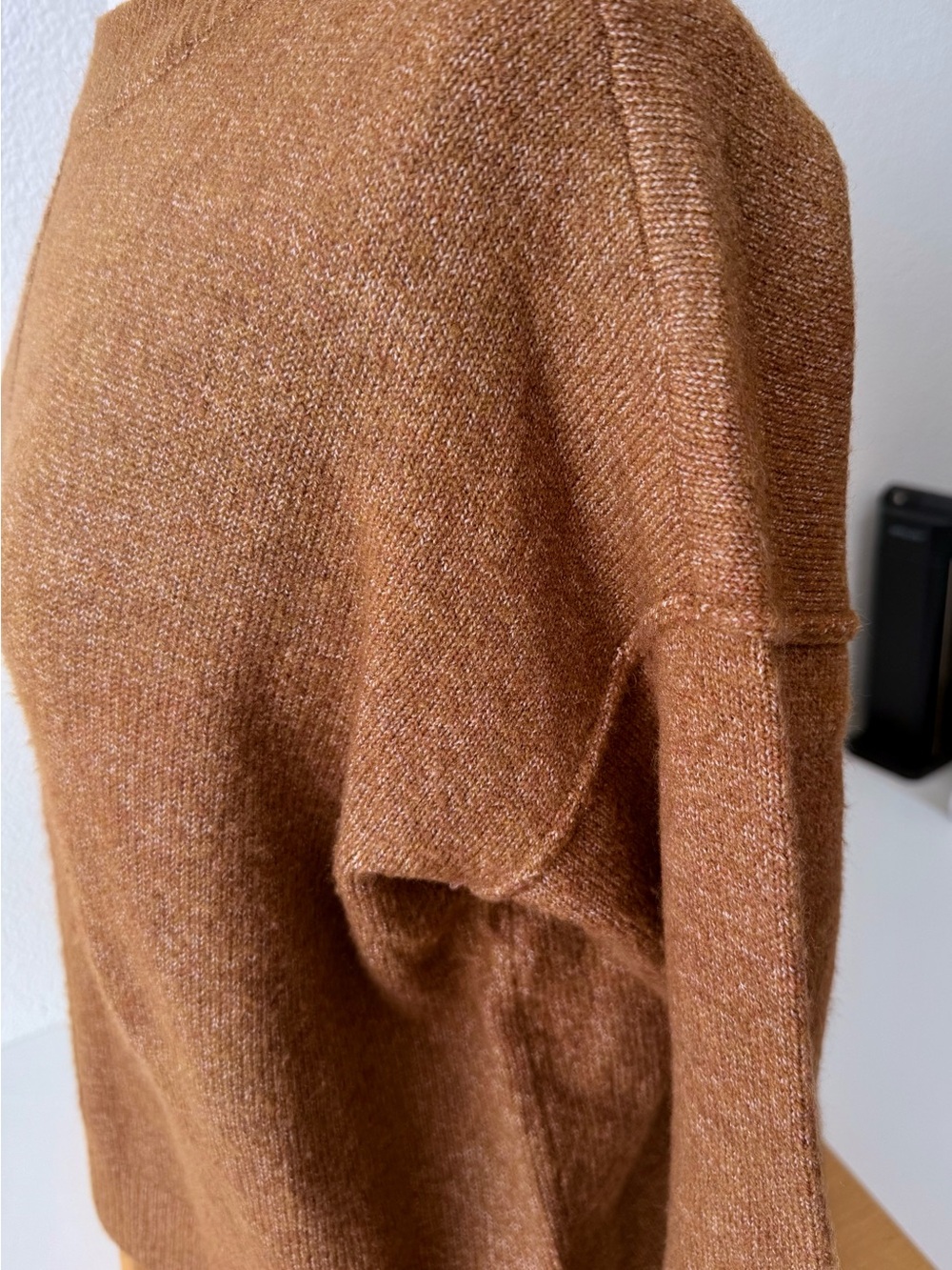 Vince Camuto Brown Marl Knit Center Seam Sweater Drop Shoulder Oversized Size XS - Picture 4 of 11